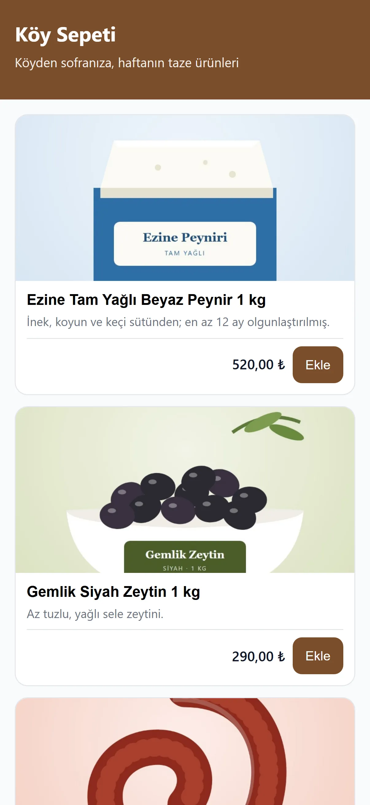 Online Mağaza — telefon ekranı