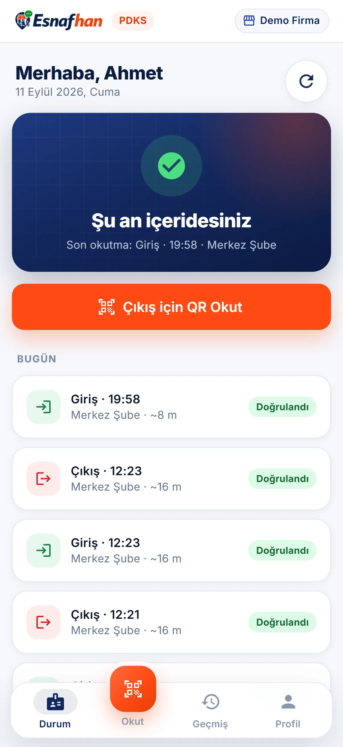 Personel Takip — telefon ekranı