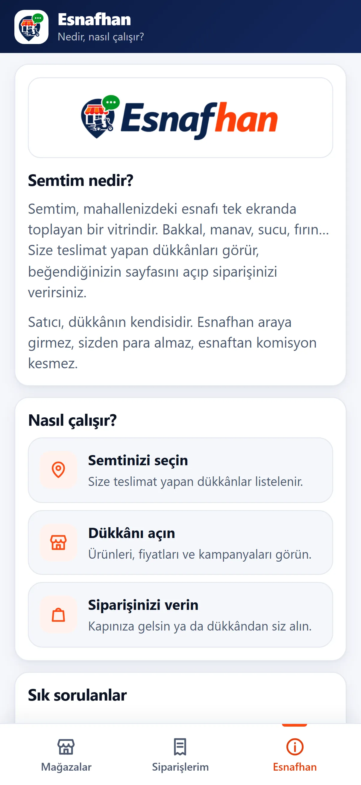 Esnafhan sekmesi: nedir, nasıl çalışır — ve uygulamayı gören esnafa çağrı.
