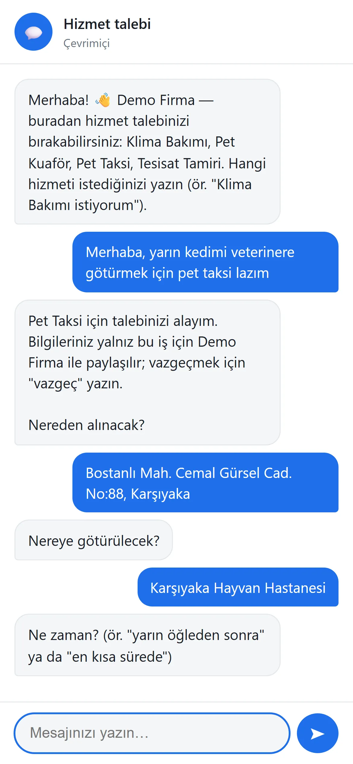 Hizmet Satışı — telefon ekranı