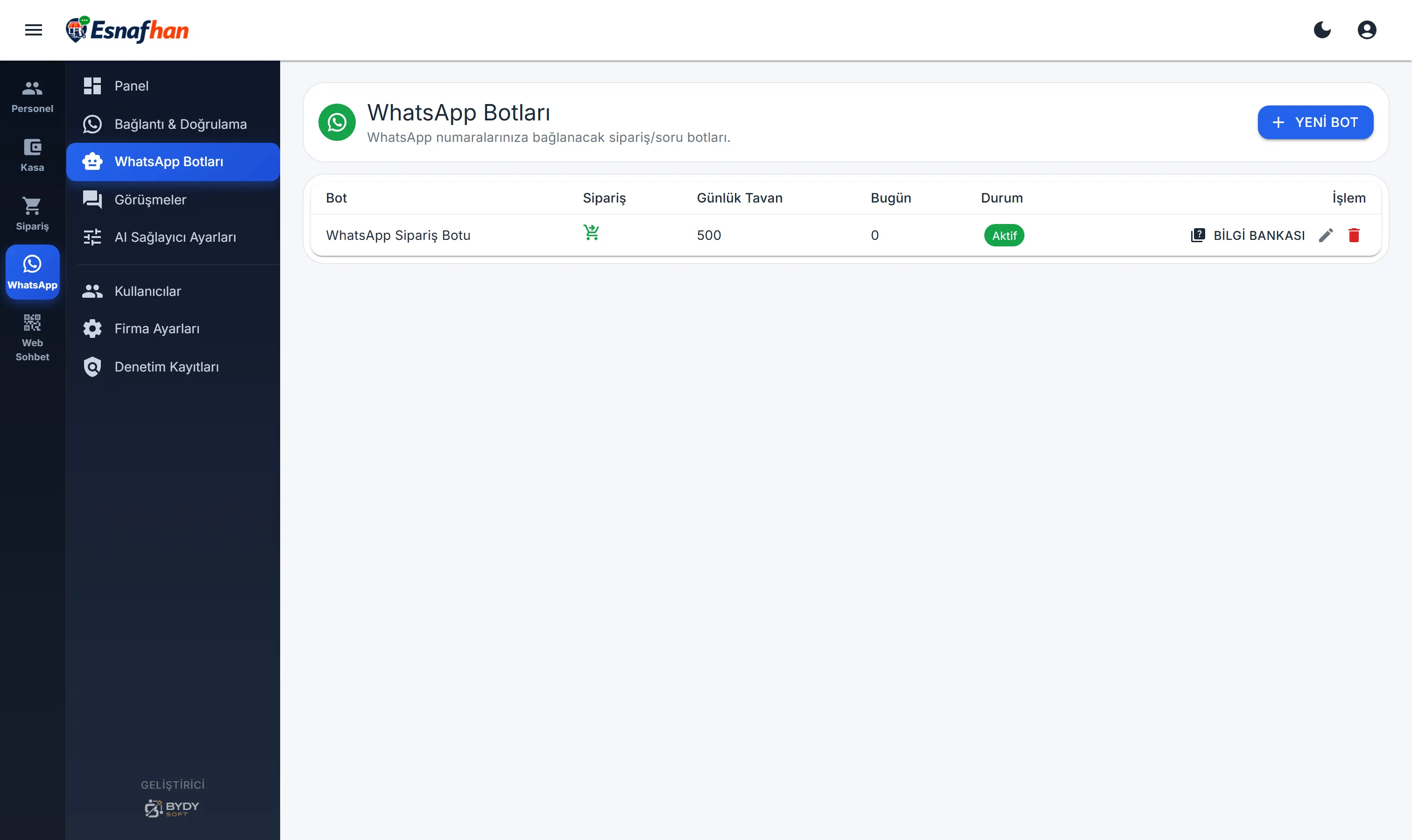 WhatsApp Sipariş ekranı